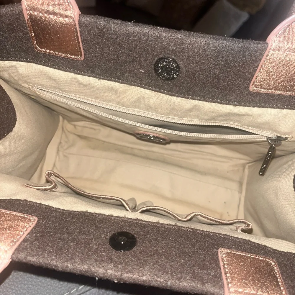 Tory Burch Brown and Gold Tote shoulder Bag signature T logo
